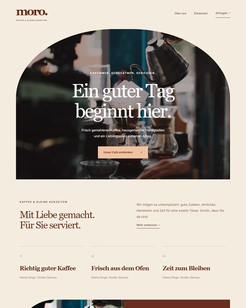 Website-Entwurf für Café & Gastronomie: warm & persönlich