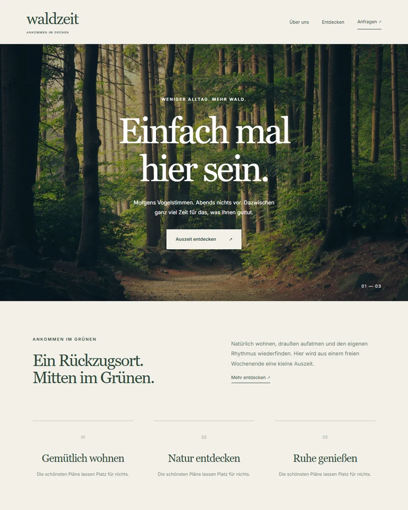 Website-Entwurf für Ferienhaus & Unterkunft: ruhig & naturnah