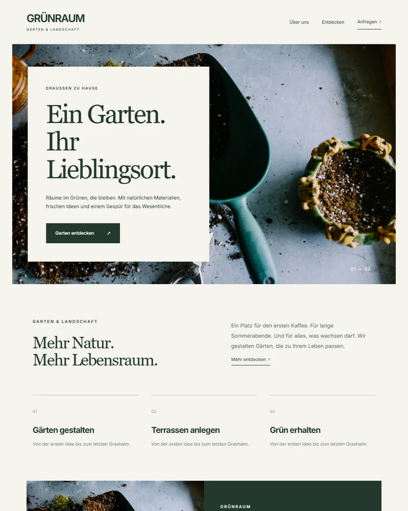 Website-Entwurf für Gartenbau: natürlich & einladend