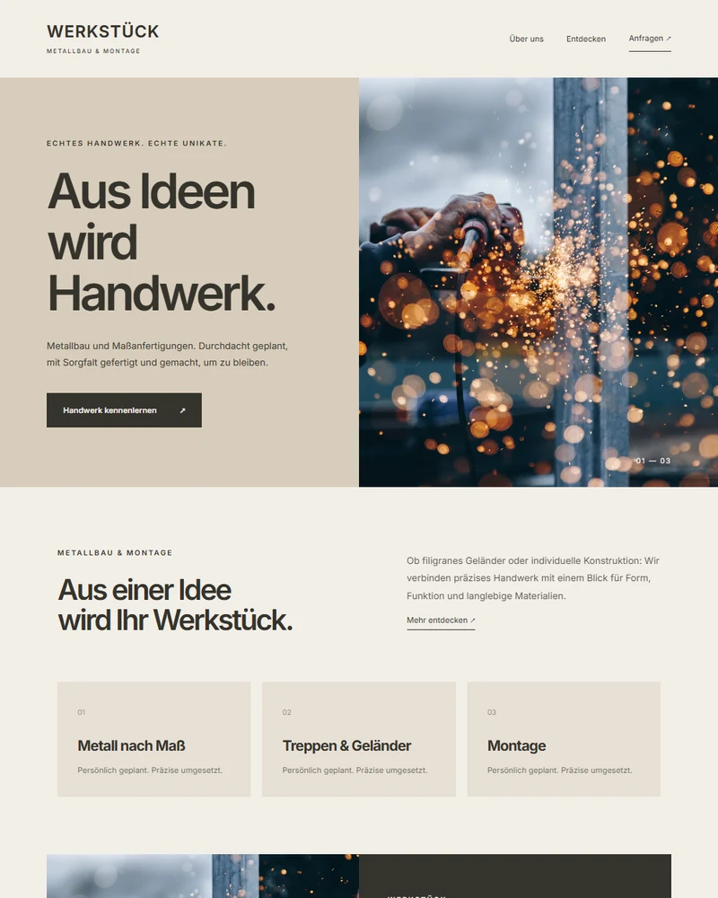 Website-Entwurf für Handwerk & Metallbau: ehrlich & charakterstark